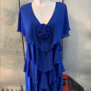 New Blue Long Ruffle Ann Hobbs for Cattiva Dress